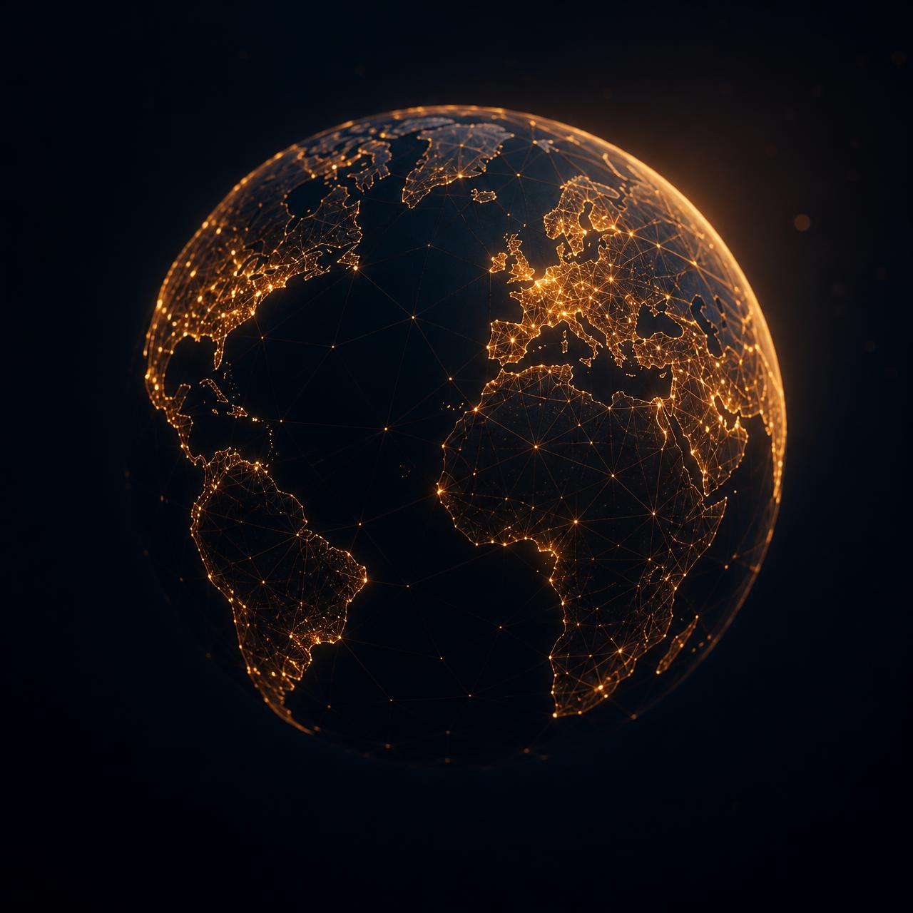 Illuminated global network of connections